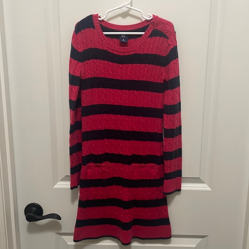 Gap kids girls size M(8) sweater dress pink & blue striped